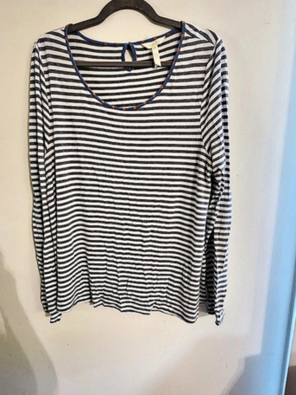 Matilda Jane Grey White Striped Long Sleeve Top Polka Dot Trim XL